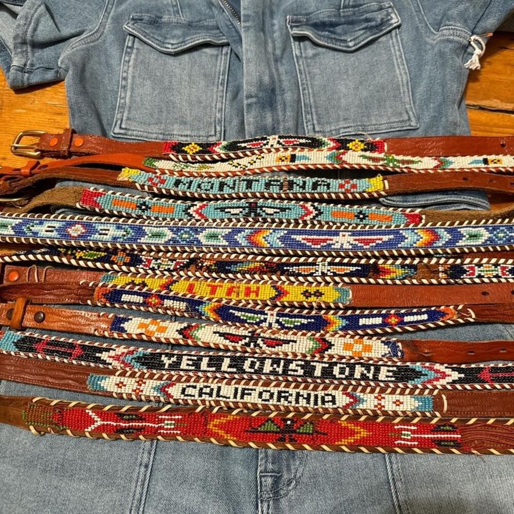 Handbeaded Hat Belts and‎ a few belts- see measurements . *Pricing is for only 1 - Picture 2 of 8